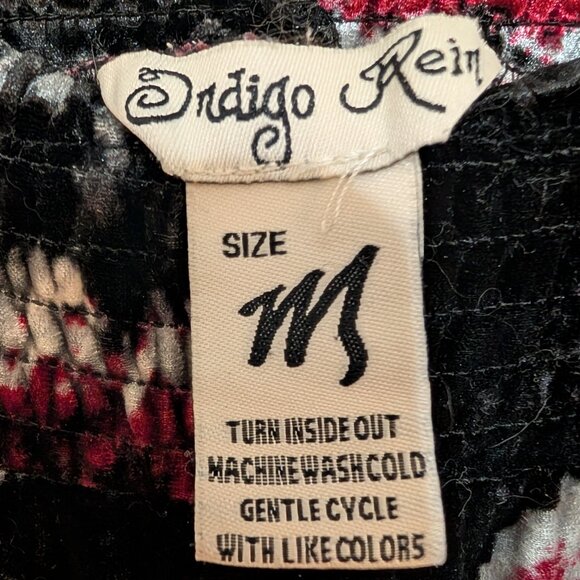 Indigo Rein Black Velvet Floral Wide Leg Palazzo Pants Smocked Waist Medium - Picture 2 of 4